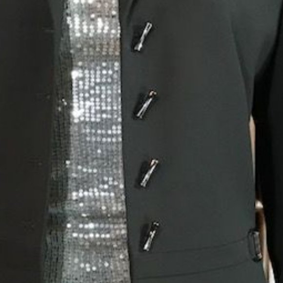 Kasper Portofino Black Gunmetal Bamboo Button D-Ring Waist Jacket - Picture 13 of 16